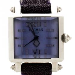 Locman Purple Mother of Pearl N.F0135 Sharkskin Leather Women's Wristwatch 37MM