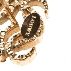 Pre Owned Loewe Anagram Gold Tone Stud Earrings