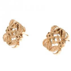 Pre Owned Loewe Anagram Gold Tone Stud Earrings