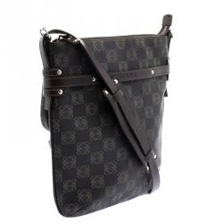 Pre Owned حقيبة كروس لويفي لوغوس إنغرام جلد وفينيل بنية داكنة 