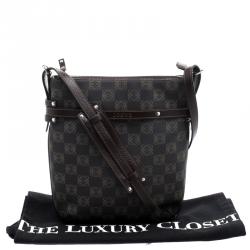 Pre Owned حقيبة كروس لويفي لوغوس إنغرام جلد وفينيل بنية داكنة 