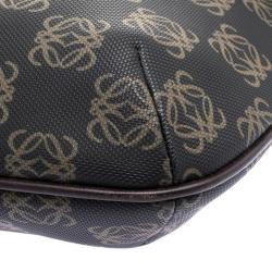 Pre Owned حقيبة كروس لويفي لوغوس إنغرام جلد وفينيل بنية داكنة 