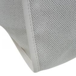 Pre Owned Longchamp White/Blue Canvas Large Nautique Zip Tote