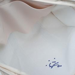 Pre Owned Longchamp White/Blue Canvas Large Nautique Zip Tote