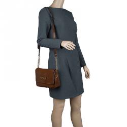 Longchamp Brown Stingrsy Embossed Leather Honore Crossbody Bag