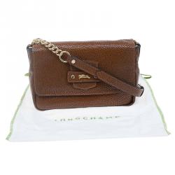 Longchamp Brown Stingrsy Embossed Leather Honore Crossbody Bag