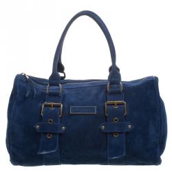 Longchamp Blue Suede Satchel
