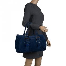 Longchamp Blue Suede Satchel