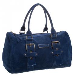 Longchamp Blue Suede Satchel