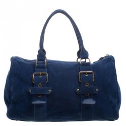 Longchamp Blue Suede Satchel