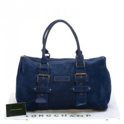 Longchamp Blue Suede Satchel