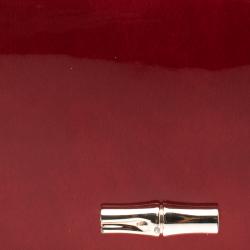 Longchamp Red Patent Leather Rousseau Burnt Clutch