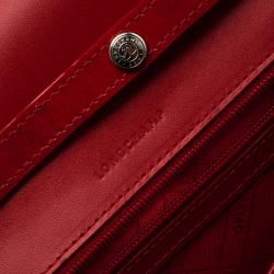 Longchamp Red Patent Leather Rousseau Burnt Clutch