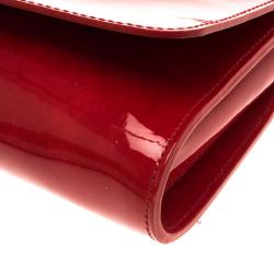 Longchamp Red Patent Leather Rousseau Burnt Clutch