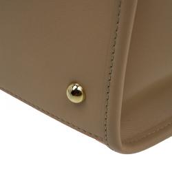 Pre Owned Longchamp Beige Leather Le Pliage Heritage Tote