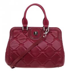 Pre Owned Longchamp Red Quilted Leather Gatsby Shoulder Bag