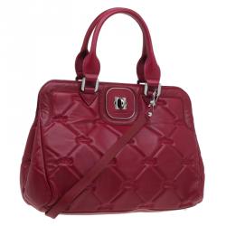 Pre Owned Longchamp Red Quilted Leather Gatsby Shoulder Bag