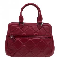 Pre Owned Longchamp Red Quilted Leather Gatsby Shoulder Bag