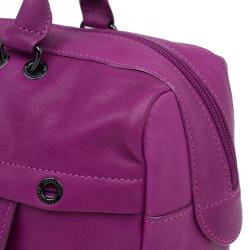 Pre Owned Longchamp Magenta Leather 3D Bowler Bag