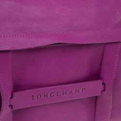 Pre Owned Longchamp Magenta Leather 3D Bowler Bag
