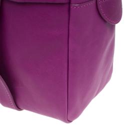 Pre Owned Longchamp Magenta Leather 3D Bowler Bag