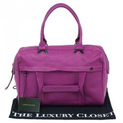 Pre Owned Longchamp Magenta Leather 3D Bowler Bag