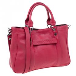 Longchamp Red Leather Small 3D Tote