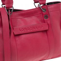 Longchamp Red Leather Small 3D Tote