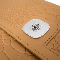 Pre Owned Longchamp Brown Embossed Leather Clutch Bag 