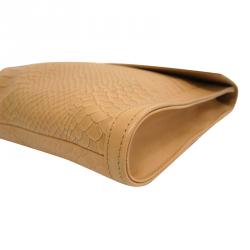 Pre Owned Longchamp Brown Embossed Leather Clutch Bag 