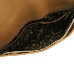 Pre Owned Longchamp Brown Embossed Leather Clutch Bag 