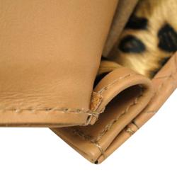 Pre Owned Longchamp Brown Embossed Leather Clutch Bag 