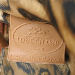 Pre Owned Longchamp Brown Embossed Leather Clutch Bag 