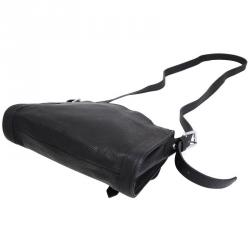 Pre Owned Longchamp Black Textured Leather Crossbody bag