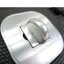 Pre Owned Longchamp Black Textured Leather Crossbody bag