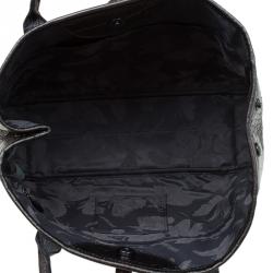 Pre Owned Longchamp Brown Glaze Croc Embossed Leather Roseau Tote