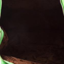 Pre Owned Longchamp Green Leather Large Le Pliage Tote