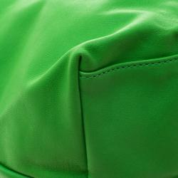 Pre Owned Longchamp Green Leather Large Le Pliage Tote