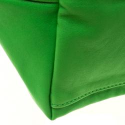 Pre Owned Longchamp Green Leather Large Le Pliage Tote