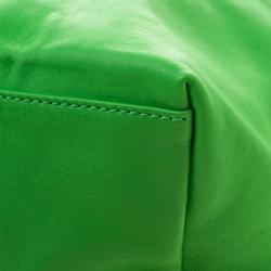 Pre Owned Longchamp Green Leather Large Le Pliage Tote