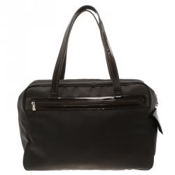 Pre Owned Longchamp Dark Brown Nylon Travel Bag