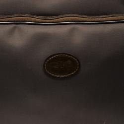Pre Owned Longchamp Dark Brown Nylon Travel Bag