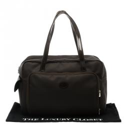 Pre Owned Longchamp Dark Brown Nylon Travel Bag