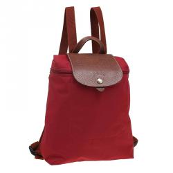 Longchamp Red Nylon Le Pliage Backpack