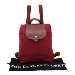 Longchamp Red Nylon Le Pliage Backpack