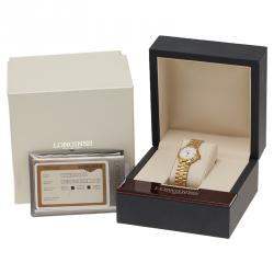 Pre Owned Longines Champagne Gold-Plated Stainless Steel Conquest Women's Wristwatch 26MM