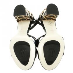 Loriblu Black Patent Leather Ankle Strap Sandals Size 37
