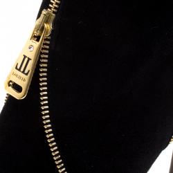 Loriblu Black Suede Zip Accent Knee High Pointed Toe Boots Size 38