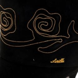 Loriblu Black Suede Cuff Embroidered Calf Length Boots Size 38