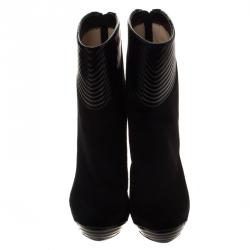 Loriblu Black Suede Platform Ankle Boots Size 37